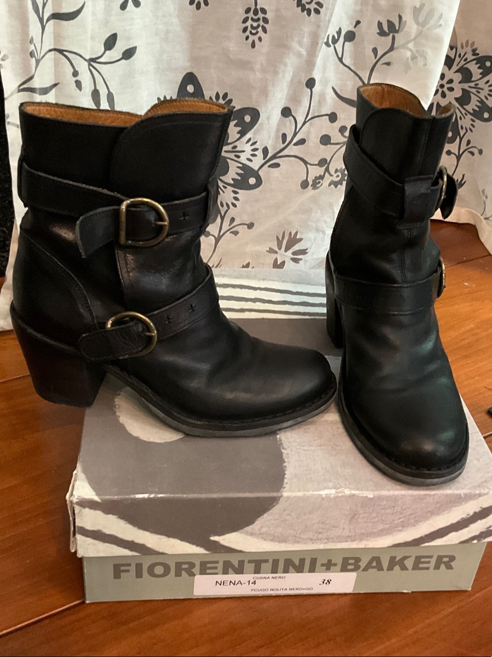 Fiorentini + Baker Nena Black Leather Double-Buckle Ankle Booties
